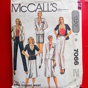 McCalls 7066 Semi-Fitted Jacket Pants Shorts Wrap Skirt Size 10